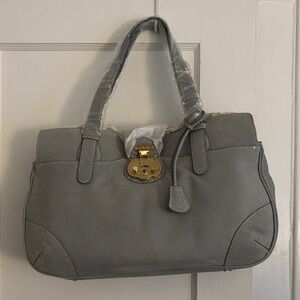 Talbots Light Gray Women's Leather Satchel with Gold Hardware